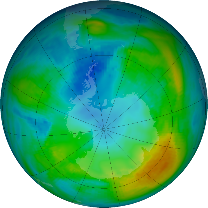 Antarctic ozone map for 30 April 1980